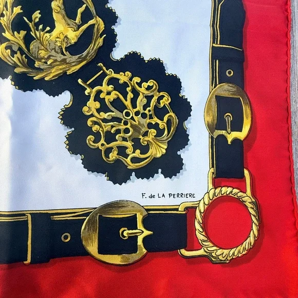 Hermes Black and Gold Equestrian Scarf 35x35” - Picture 6 of 8